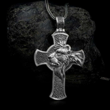S925K Silver Lion's Head Cross Necklace