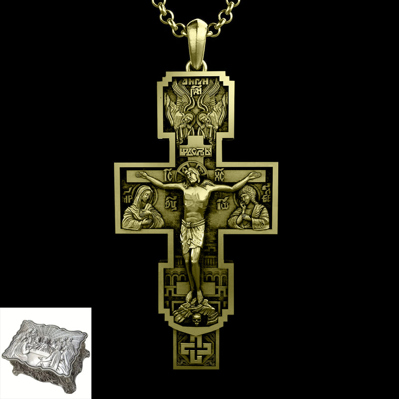 S925K Silver Orthodox Crucifixion Necklace