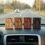 Archangel Michael Hand-Carved Wood Refrigerator Magnet | 4 Sacred Wood Tones