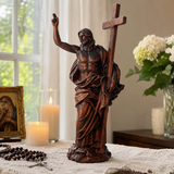 “He Is Risen” — Hand-Carved Boxwood Jesus Resurrection Statue | Symbol of Hope, Faith & New Life