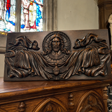 Trinity of Grace” Hand-Carved Jesus & Holy Spirit Wood Wall Art – 22.75