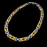 Men’s Christian Cross Link Necklace & Bracelet – 316L Titanium Steel Faith Jewelry