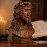 Boxwood Jesus Crown with Thorns Half-Length Desktop Ornament