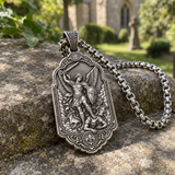 Saint Michael the Archangel 925 Sterling Silver Pendant Necklace—Christian Medal Featuring Sword and Shield Motifs