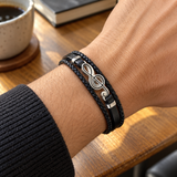 Men's Treble Clef Leather Bracelet – Stainless Steel Music Note Jewelry, A Meaningful Gift for Music Lovers