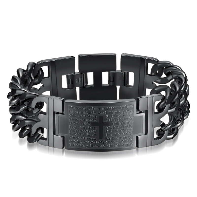 Men's Stainless Steel Cross - Bible Bracelet