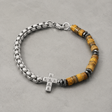 Men's Tiger Eye Cross Bracelet