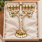 Vintage Floral Nine-Branch Menorah Candle Holder