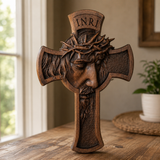 Sacred Thorn Crown Wooden Cross ✝️ | Hand-Carved Beechwood Crucifix with Crown of Thorns
