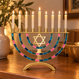 Hanukkah Menorah with Star of David – 9-Branch Candle Holder, Symbol of Faith, Hope & Miracles, Elegant Judaica Home Decor & Meaningful Jewish Gift