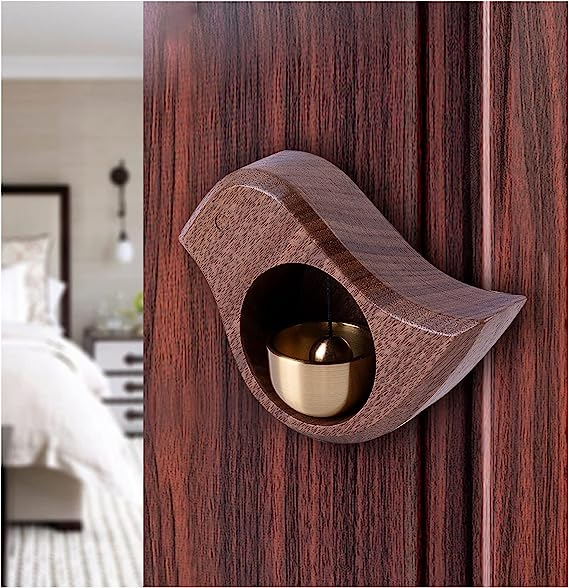 Door Opening Bell,shopkeepers Bell for Hanging on Door,Magnetic Attached Wood Doorbell,Creative Gift,Ornaments and Hanging Decoration for Entrance,Fridge Sticker Decor