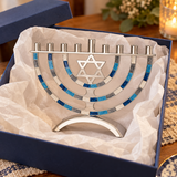 Hanukkah Menorah with Star of David – 9-Branch Candle Holder, Symbol of Faith, Hope & Miracles, Elegant Judaica Home Decor & Meaningful Jewish Gift