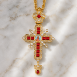 Sacred Heart of Jesus Ornate Zircon Cross Pendant Necklace
