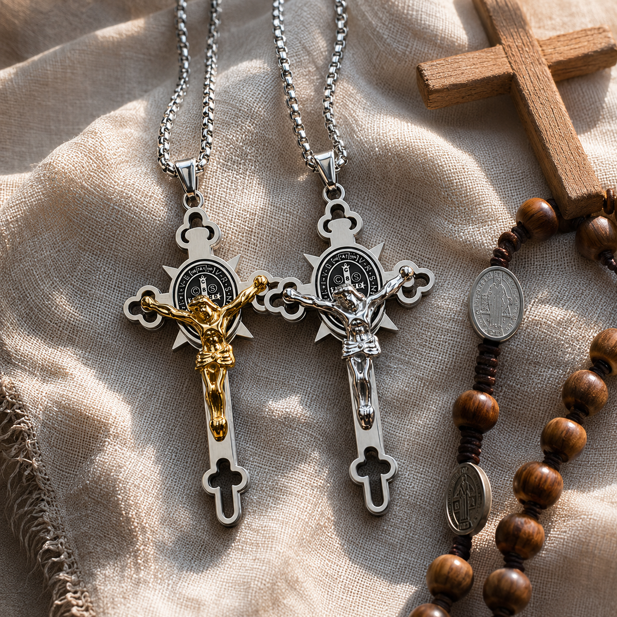 St. Benedict Exorcism Cross Necklace - Bless you and your family