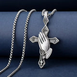 2023 Newest Pure Pewter Prayer Hand Necklace - Pray Anytime, Anywhere