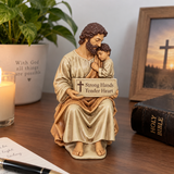 Saint Joseph & Child Jesus Resin Figurine – Strong Hands, Faithful Heart Christian Home Decor