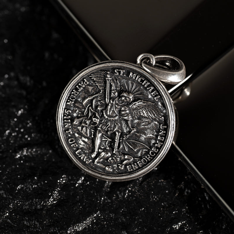 Archangel Michael S925K Silver Round Necklace