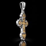 Angelic Guardian Cross Necklace – Two-Tone Sacred Relief Christian Pendant