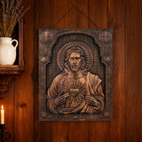 Our Lord Jesus Sacred Heart Wood Carving - Christian Catholic Personalized Carving Gift