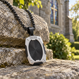 Radiant Shield Pendant Necklace – Titanium Steel Faith-Inspired Men's Necklac