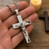 Stainless Steel Cross Pendant with Scripture – Comes with a 24-inch chain