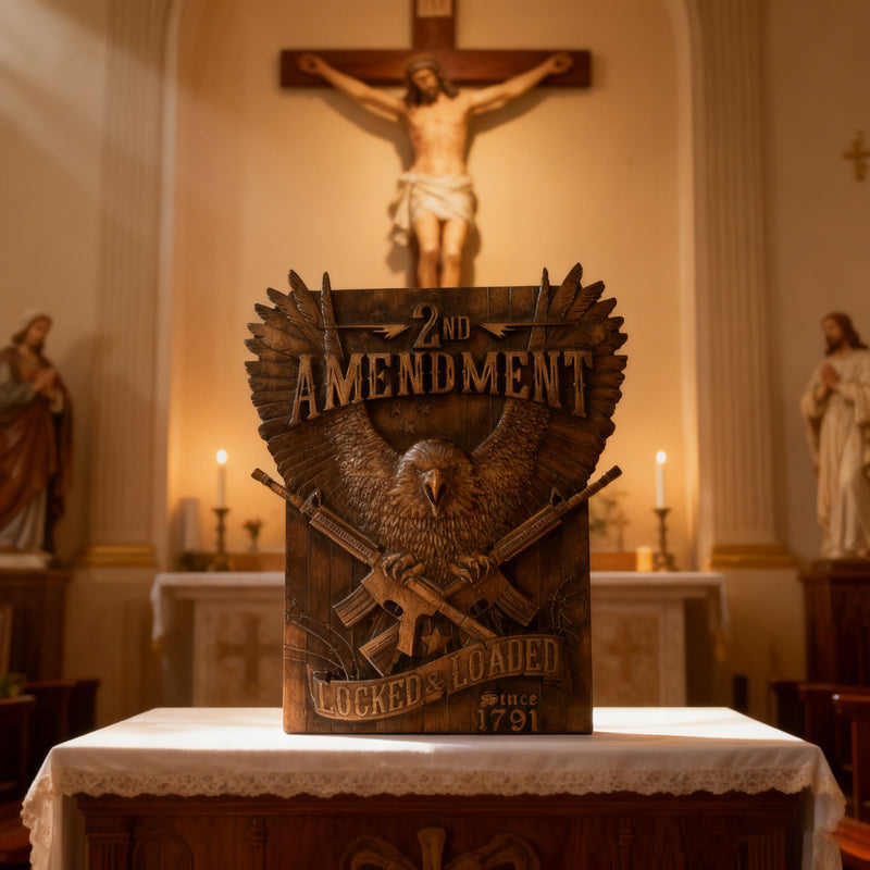 Handcrafted Solid Wood Wall Art - Commemorating the Second Amendment
