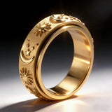 Sun, Moon & Stars Rotating Fidget Ring | Celestial Anxiety Relief Jewelry