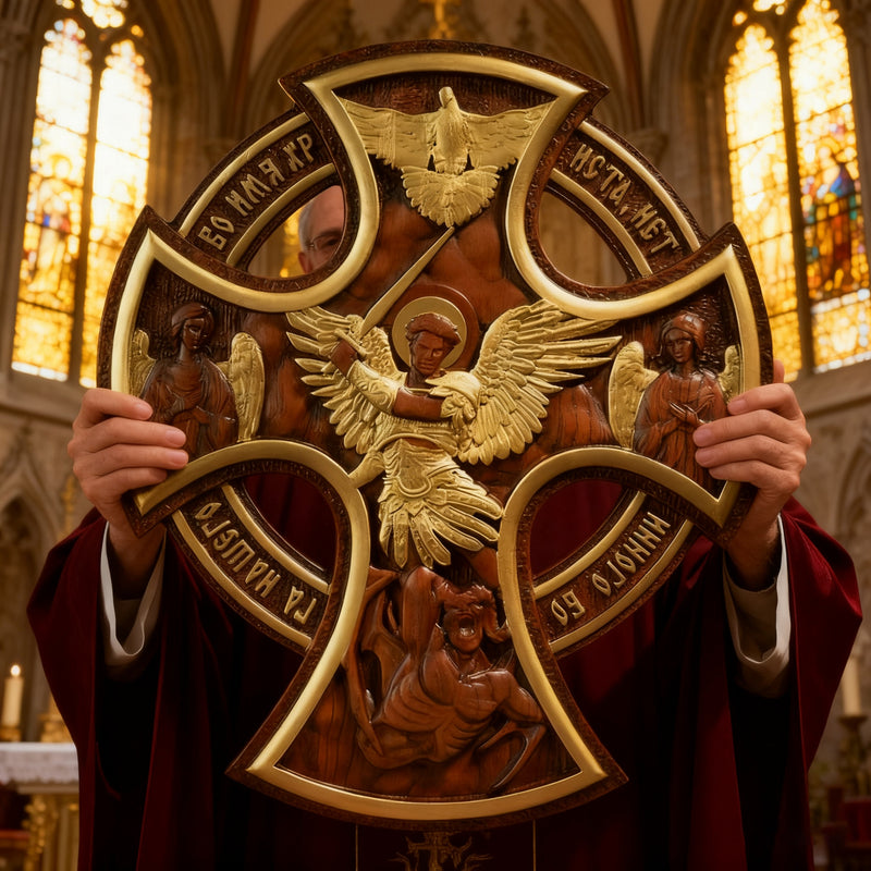 Orthodox Archangel Michael Wooden Sculpture - Gives Us Strength and Courage to Move Forward