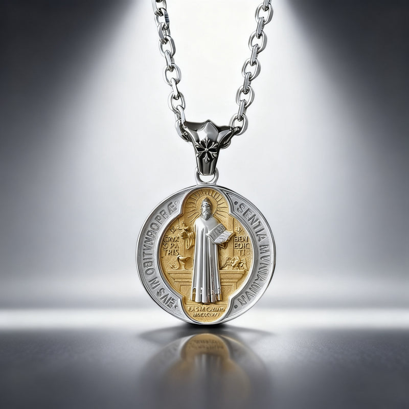 St. Benedict Home Blessing Titanium Steel Pendant