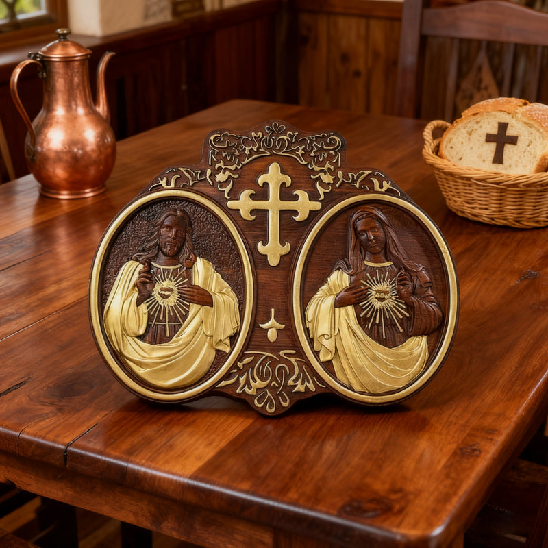 Sacred Heart of Jesus and Heart of Mary Plaque - 2023 New Religious Christmas Gift