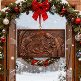 Nativity Scene Wood Carved Plaque, Religious Wall Decor, Christmas Gift