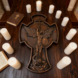 Archangel Michael Solid wood carving gift - Hand carved from a whole piece of wood