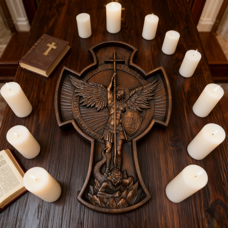 Archangel Michael Solid wood carving gift - Hand carved from a whole piece of wood