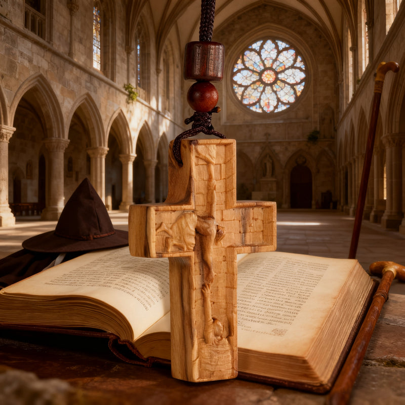 Wooden Savior Cross Necklace
