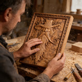 Natural Ash Wood Magician Carved Art: Whimsy Woven in Warm Wood