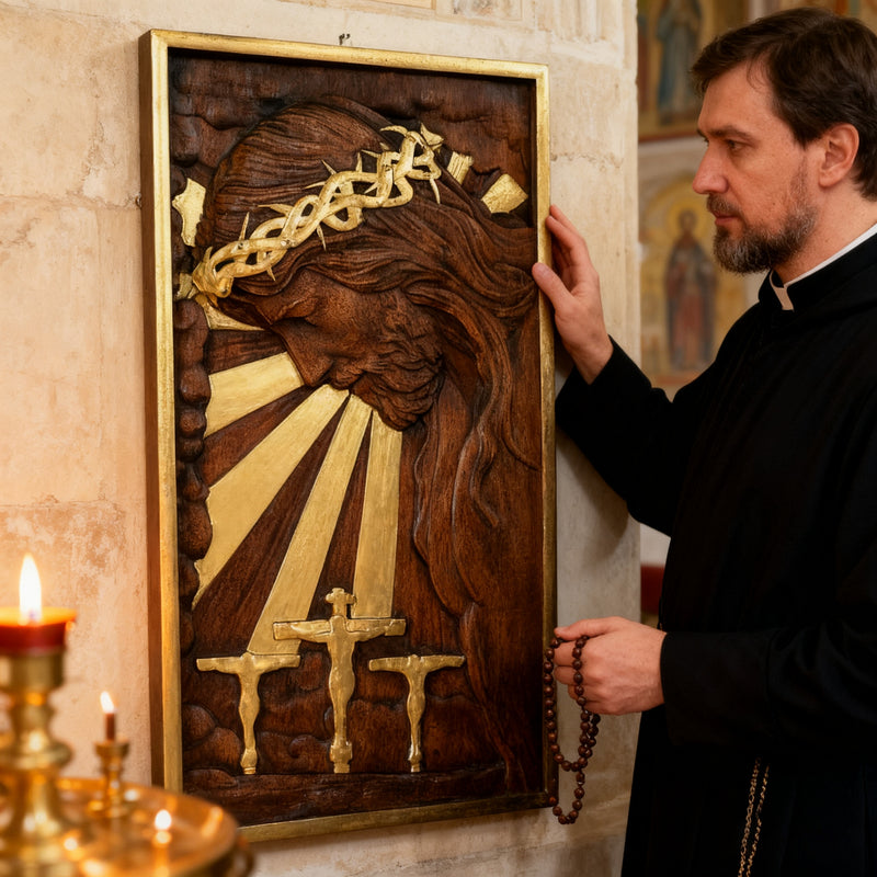 Plaque commemorating Good Friday, remembering the meaning of Jesus' crucifixion