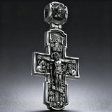 Orthodox S925K Silver Double-Sided Engraved Jesus Christ Crucified and Saints Orthodox Necklace