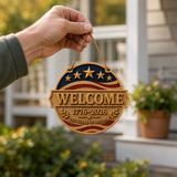U.S. Founding 250th Anniversary Patriotic Wooden Welcome Door Sign: WELCOME · 1776–2026 · 250 YEARS OF FREEDOM