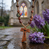 Wooden Medal Rosary with Cross