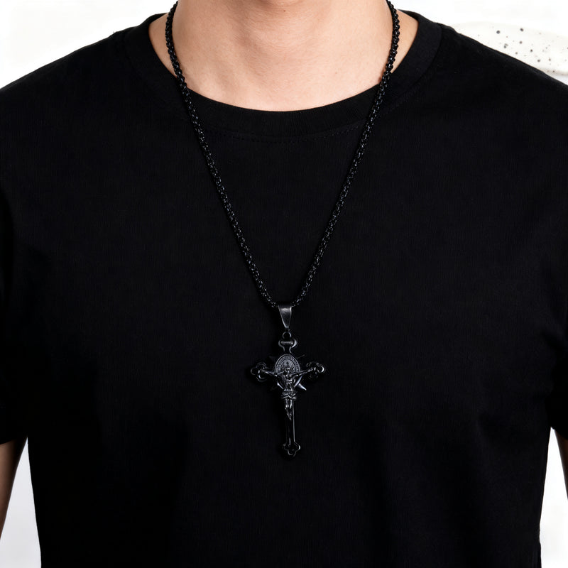 Golden St. Benedict Exorcism Cross - Blessings to you and your family