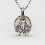 Pure Tin Miraculous Medal Virgin Mary Necklace