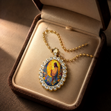 Floral Framed Jesus Pendant Necklace