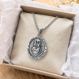 Two Tone Gold Silver Sacred Heart of Jesus Oval Stainless Steel Necklace