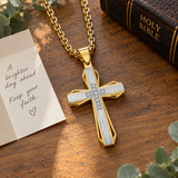 Brushed & Faceted Titanium Steel Cross Necklace – Modern Faith, Bold Devotion