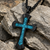 Black Turquoise-Style "Faith" Cross Necklace for daily faith wear and Christian gifting