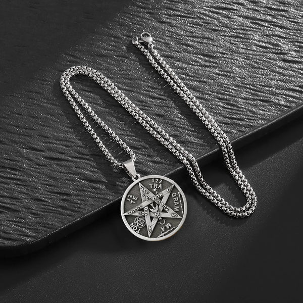 Solomon's Pentacle Reversible Engraved Seal of the Seven Angels Necklace S925K Silver Pendant - BGCOPPER