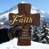 Ornate "Love" "Faith" "Hope" Wooden Cross, Solid Wood Cross