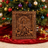The Good Shepherd Beechwood Icon – Hand-Carved Christian Home Decor | Christ the Shepherd Wall Art