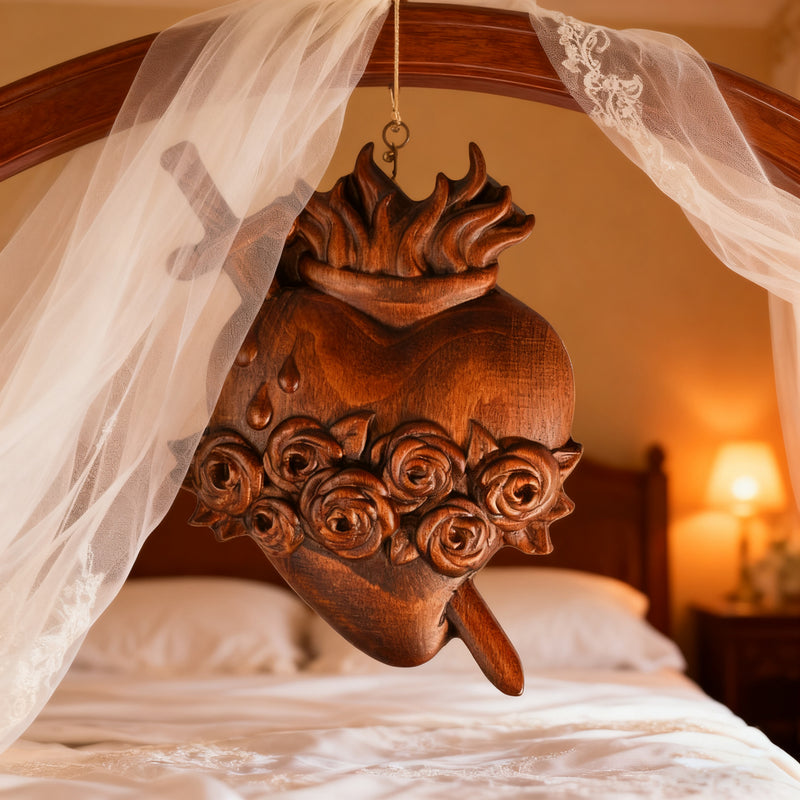 Holy Family Three Sacred Hearts Wooden Wall Decoration