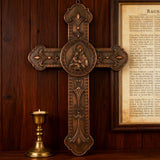 Wooden crucifix of the Virgin, Virgin Mary, Baby Jesus, religious wooden icon, wall crucifix, wall decoration